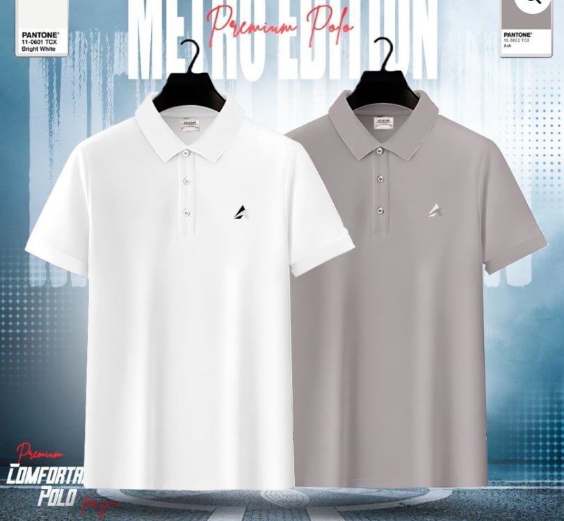 Men's Premium Polo Shirt Combo (White & Ash)