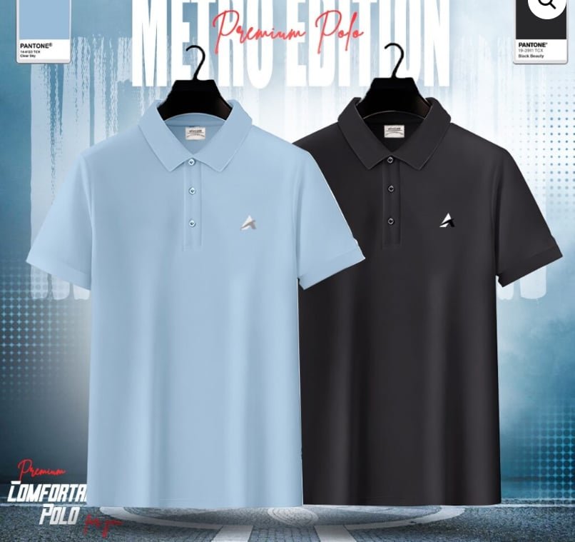 Men's Premium Polo Shirt Combo (Sky & Black)