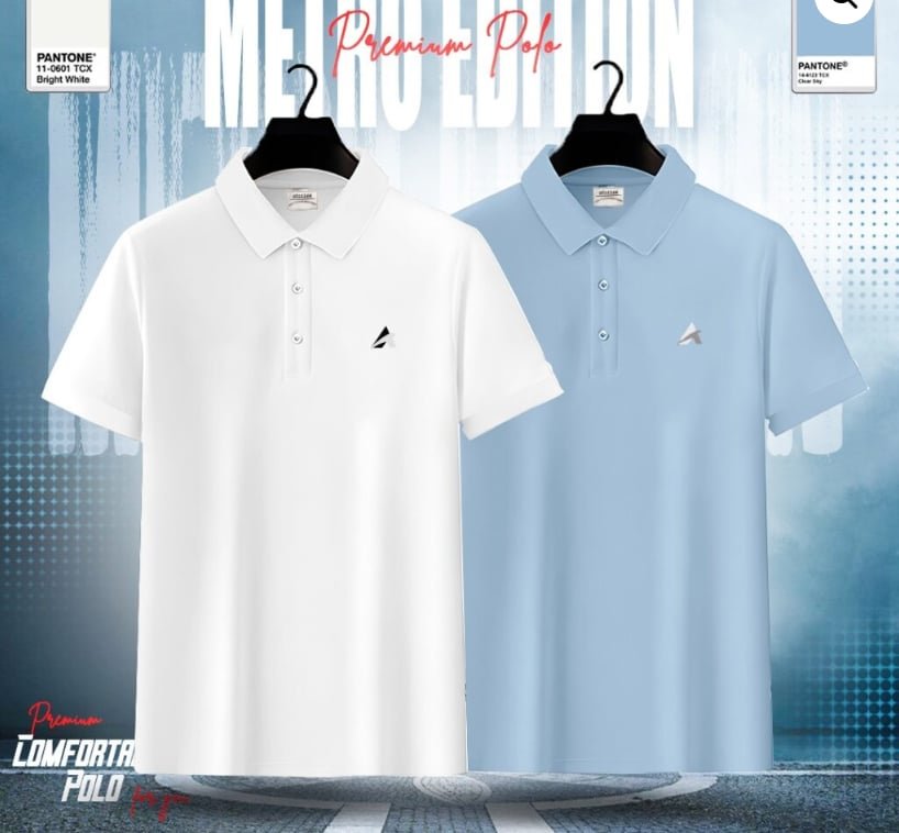 Men's Premium Polo Shirt Combo (White & Sky)