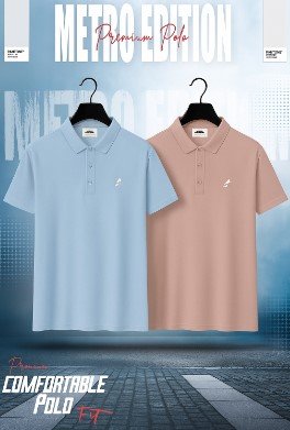 Men's Premium Polo Shirt Combo (Sky & Misty Rose)